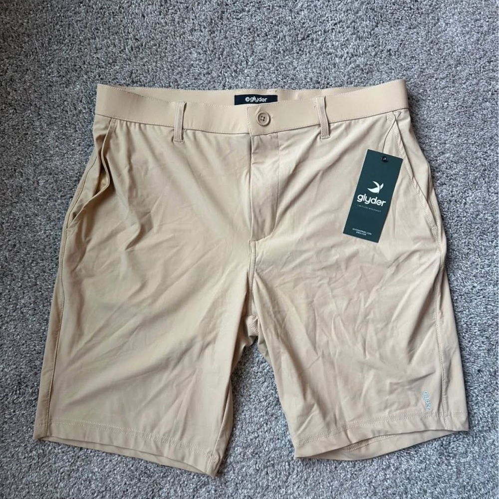 Glyder Men's Beige Flat Front Shorts
